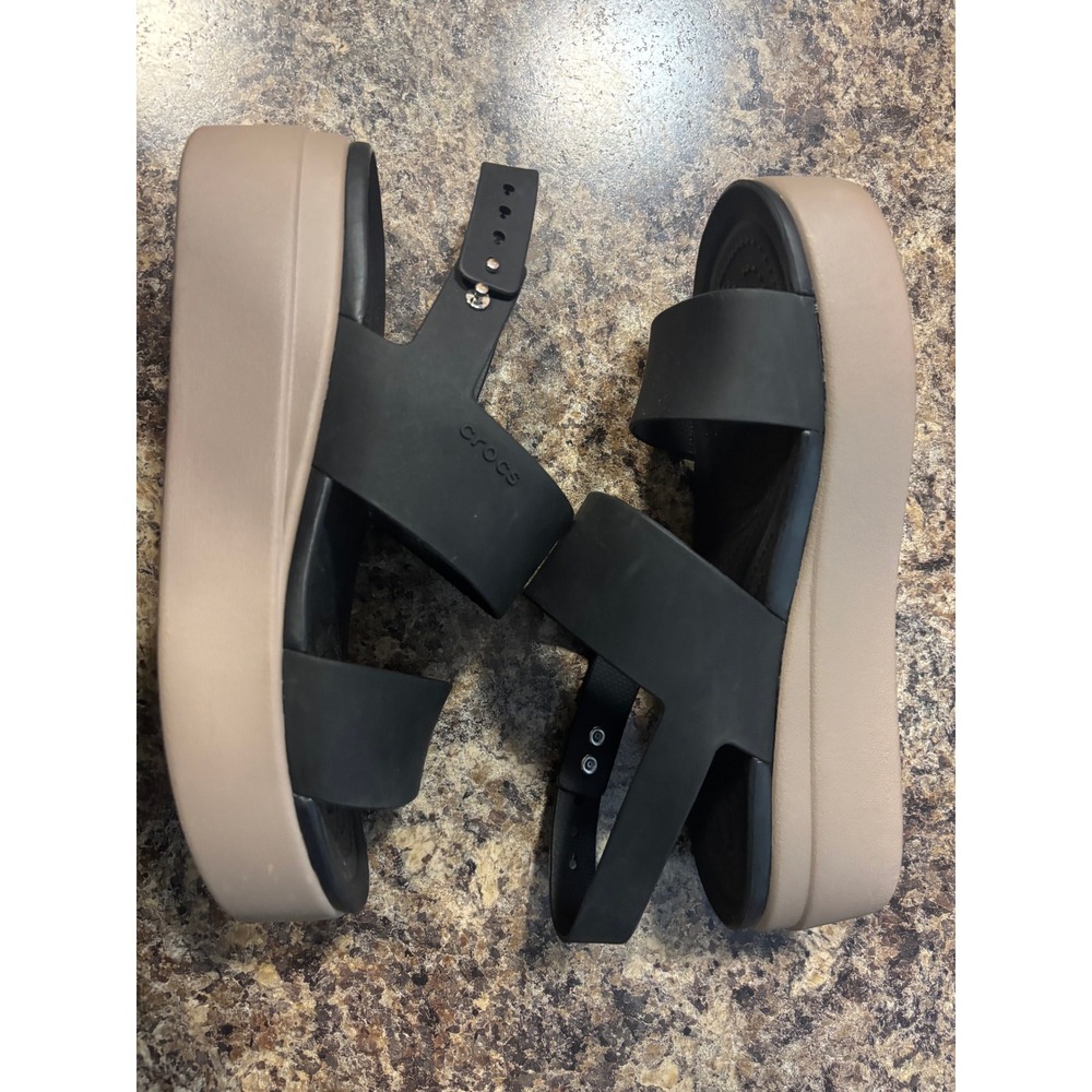 Crocs LiteRide Brooklyn Wedge Sandals Black Mushroom Womens 9 Platform Strappy - Picture 10 of 10